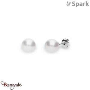 Boucles d'oreilles SPARK With EUROPEAN CRYSTALS  : Pearls 8 mm - Cristal blanc