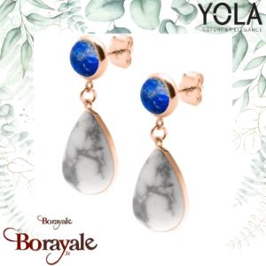 Boucles d'oreilles Lapis Lazuli + Howlite, Collection: Goutte YOLA