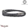 Bracelet PPJ Cuir tressé Double tour Gris Souris Taille XL