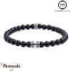 Onyx mat: Bracelet Pierres fines 6 mm PPJ Taille M