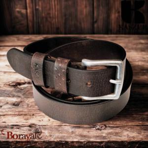 Ceinture KASZER Indiana en cuir de buffle pleine fleur marron foncé grainé - 579