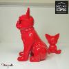 Chien assis 25 cm Home Edelweiss collection : Emotion Rouge brillant