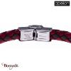 Bracelet Acier et cuir tressé rouge et noir italien, Collection: homme APOLLON