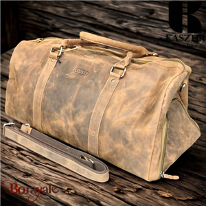 Sac de voyage - sport KASZER Wyoming en cuir de vachette pleine fleur marron nat