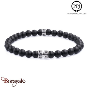 Onyx mat: Bracelet Pierres fines 6 mm PPJ Taille M