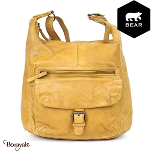 Sac bandoulière Bear Design en Cuir de vachette lavé Tabac Collection : Lavato