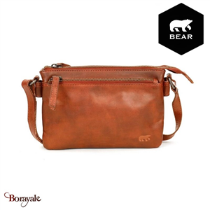 Sac bandoulière Bear Design en Cuir de vachette lavé Rouille Collection : Lavato