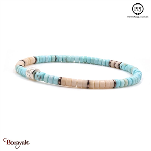 Howlite bleue - Fossile: Bracelet Heishi PPJ Taille M