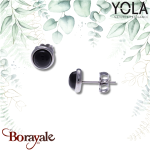Collection Cabochon Boucles d'oreilles YOLA perles et acier Onyx IG-517