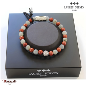Bracelet Lauren Steven Prospérité Labradorite et Jaspe Rouge LSB06L713