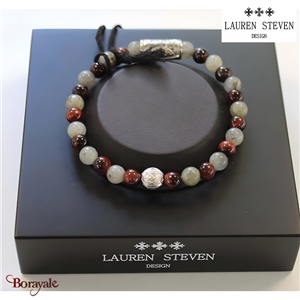 Bracelet Lauren Steven Prospérité Labradorite et Œil De Tigre Rouge LSB06M708