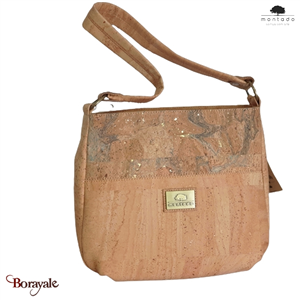 Sac épaule en liège made in Portugal Montado Naturel et mappemonde Montado