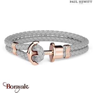 Bracelet Paul Hewitt Phreps cuir acier plaqué or rose PH-PH-L-R-GR-S