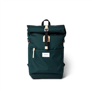 Sac à dos SANDQVIST Série Urban Outdoor, Ilon 14/18L Vert foncé avec cuir nature