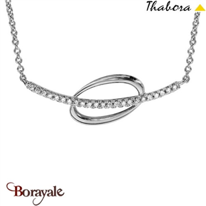 Collier THABORA argent rhodié ovale croisé et oxydes blancs