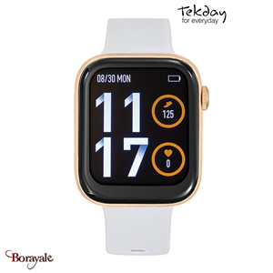 Montre TEKDAY connectée Mixte / unisexe  boîtier rose doré, silicone blanc