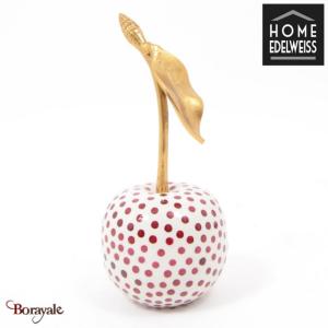 Cerise 25 cm Home Edelweiss collection : Adele crèmes, points prune et doré