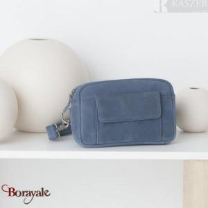 Pochette kaszer collection Wyoming Blue en Cuir de vachette bleu jeans 20650-B6
