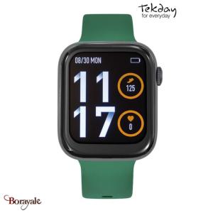 Montre TEKDAY connectée Mixte / unisexe boîtier noir, silicone vert kaki