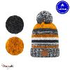 Bonnet + 3 pompons Aviation moutarde sans polaire Cabaïa 100% acrylique
