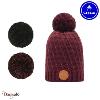Bonnet + 3 pompons Chapman bordeau - lurex sans polaire Cabaïa 100% acrylique
