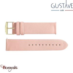 Bracelet de montre GUSTAVE & cie Cuir Rose Pâle Doré