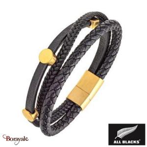 Bracelet Acier et cuir All Blacks AB-682287