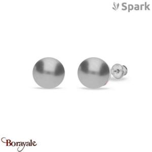 Boucles d'oreilles SPARK With EUROPEAN CRYSTALS  : Pearls 10 mm - Nuit d'argent