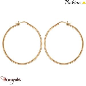 Boucles d'oreilles THABORA créoles simples fils ronds, 40 mm acier doré