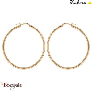 Boucles d'oreilles Thabora créoles simples fils ronds, 40 mm doré T114974J