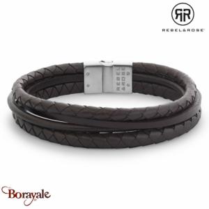 Bracelet Rebel & Rose Full metal premium combo 12mm marron L, Homme RR-M0055-S-L