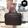 Cartable Bear Design en Cuir de vachette lavé Noir Collection : Lavato