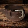 Ceinture Kaszer Indiana en cuir de buffle pleine fleur marron moyen