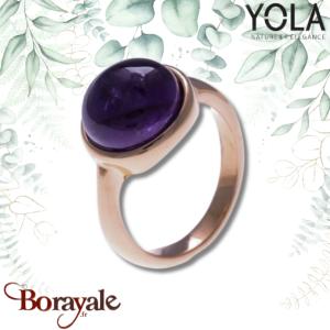 Bague Yola Nature Cabochon Améthyste Acier plaqué IP rose IG-120-56