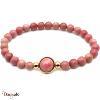 Bracelet billes rhodonite et cabochon acier doré et rhodonite, Collection: Caboc