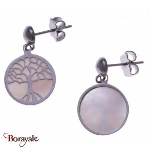 Boucles d'oreilles nacre blanche, Collection: Arbre de vie YOLA