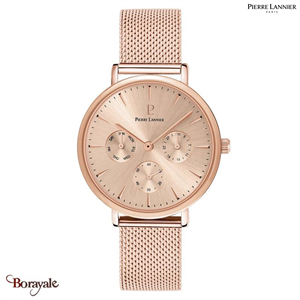 Montre PIERRE LANNIER Collection SYMPHONY doré rose milanais Femme