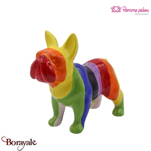 Bulldog Français tirelire décorative  Pomme Pidou Rainbow Taille M