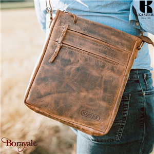 Sac bandoulière KASZER collection Wyoming brun naturel moyen 20617-C6
