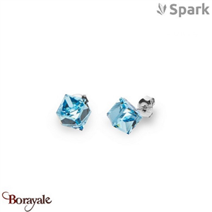 Boucles d'oreilles SPARK With EUROPEAN CRYSTALS  : Cubes medium 8 mm - Aquamarin