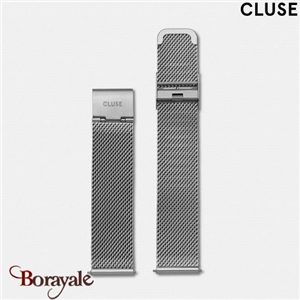 Bracelet Cluse Minuit 16 mm acier maille milanaise CLS345