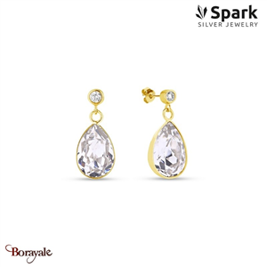 Boucles d'oreilles SPARK Silver Jewelry : Barocco - Blanc cristal