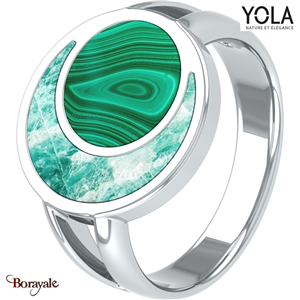 Bague  Amazonite et malachite, Collection: Féminité YOLA NATURE Taille 56