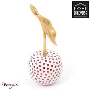 Cerise 25 cm Home Edelweiss collection : Adele crèmes, points prune et doré