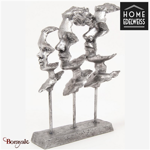 Buste 3 Visages Sur Pied argent antique Home Edelweiss collection : Indiana 30 c