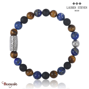 Bracelet Prosperite Lauren Steven Onyx Noir Mat Perles de 08 mm Taille L 20,5 c