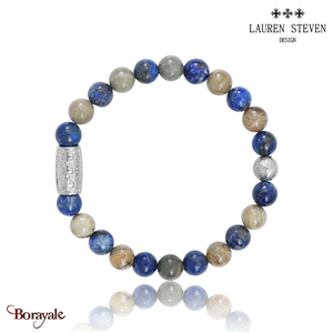 Bracelet Prosperite Lauren Steven Pierre Feuille D'Argent  Perles de 08 mm Taill