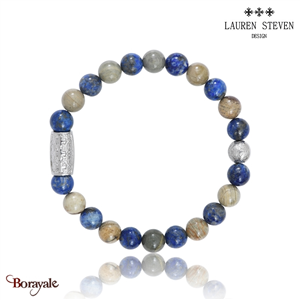 Bracelet Prosperite Lauren Steven Pierre Feuille D'Argent Perles de 08 mm Taill