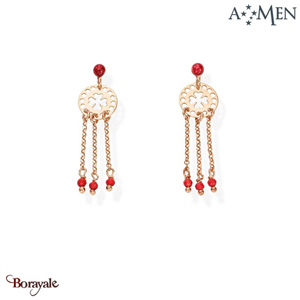 Boucles d'oreilles Amen Bijoux Porte Bonheur Argent 925° rhodié rose de haute qu