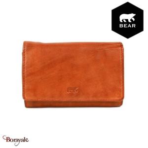 Portefeuille Bear Design en Cuir de vachette lavé Rouille